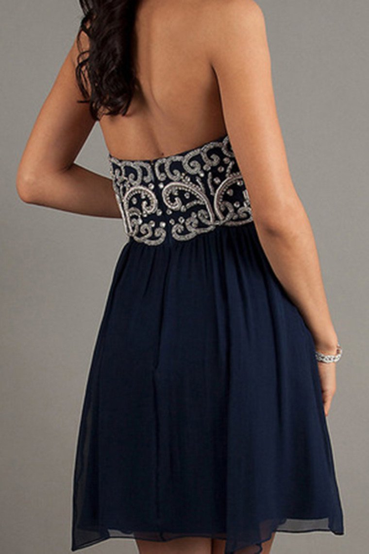 Homecoming Dresses A Line Short/Mini Sweetheart Chiffon With Beads&Sequins