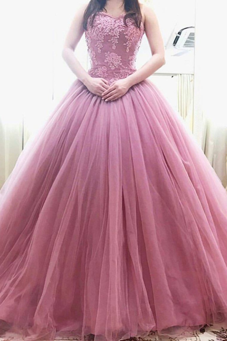 Sweetheart A Line/Princess Prom Dress With Applique Tulle