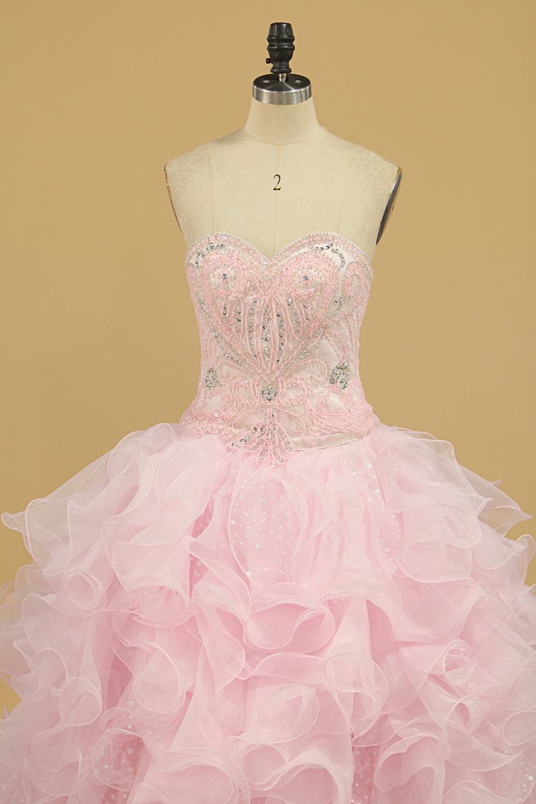 Ball Gown Sweetheart Organza Quinceanera Dresses Court Train Detachable