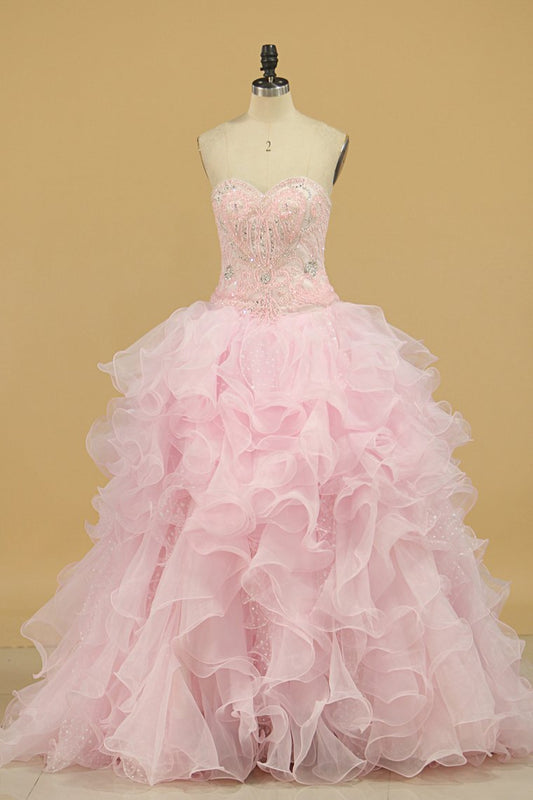 Ball Gown Sweetheart Organza Quinceanera Dresses Court Train Detachable