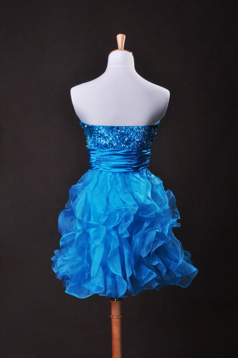 Collection Blue A Line Sweetheart Short/Mini Organza Cz