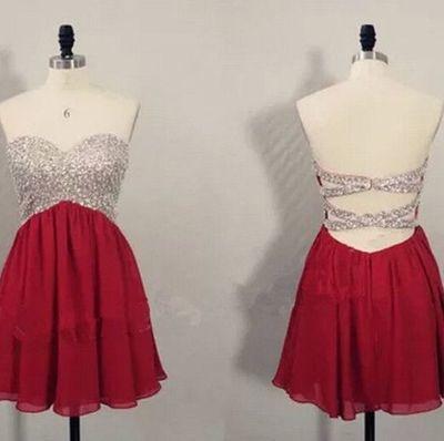 Chiffon Backless Short Prom Dress Open Back Sweet 16 Dress Homecoming Dresses WK875