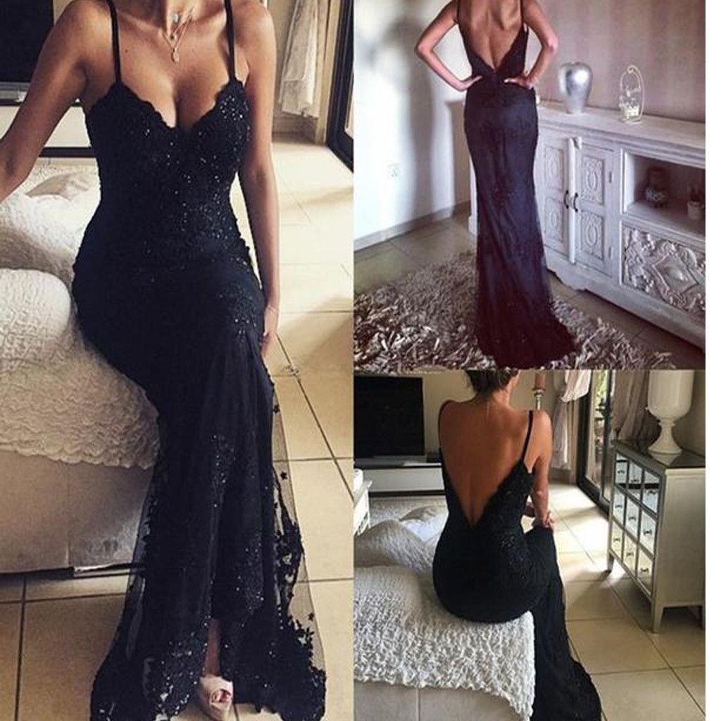 2024 Long Beaded Lace Vintage V-Neck Sexy Prom Dresses WK060