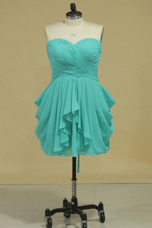 A Line Ruched Bodice Homecoming Dresses Chiffon Mini