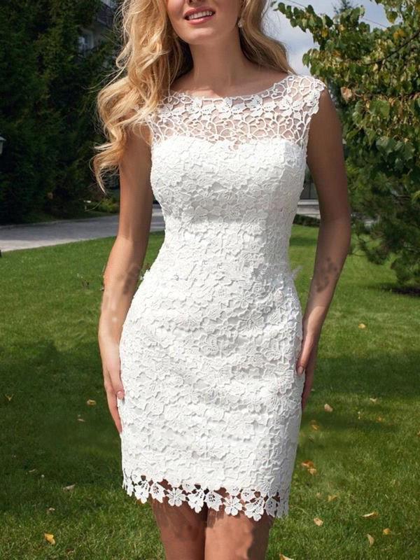 Sheath Scoop Neck Ivory Lace Tulle Detachable Ruffles Open Back Wedding Dresses WK738