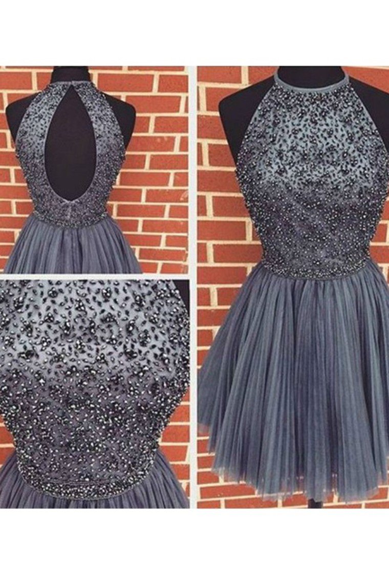 New Homecoming Dresses Scoop Short/Mini Tulle With Pearls