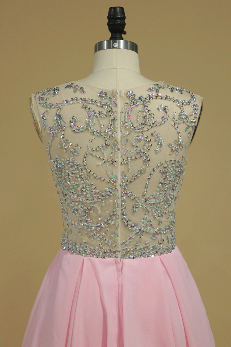 Homecoming Dresses Scoop Beaded Bodice Short/Mini Chiffon A Line