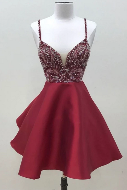 Spaghetti Straps Short Homecoming Dress