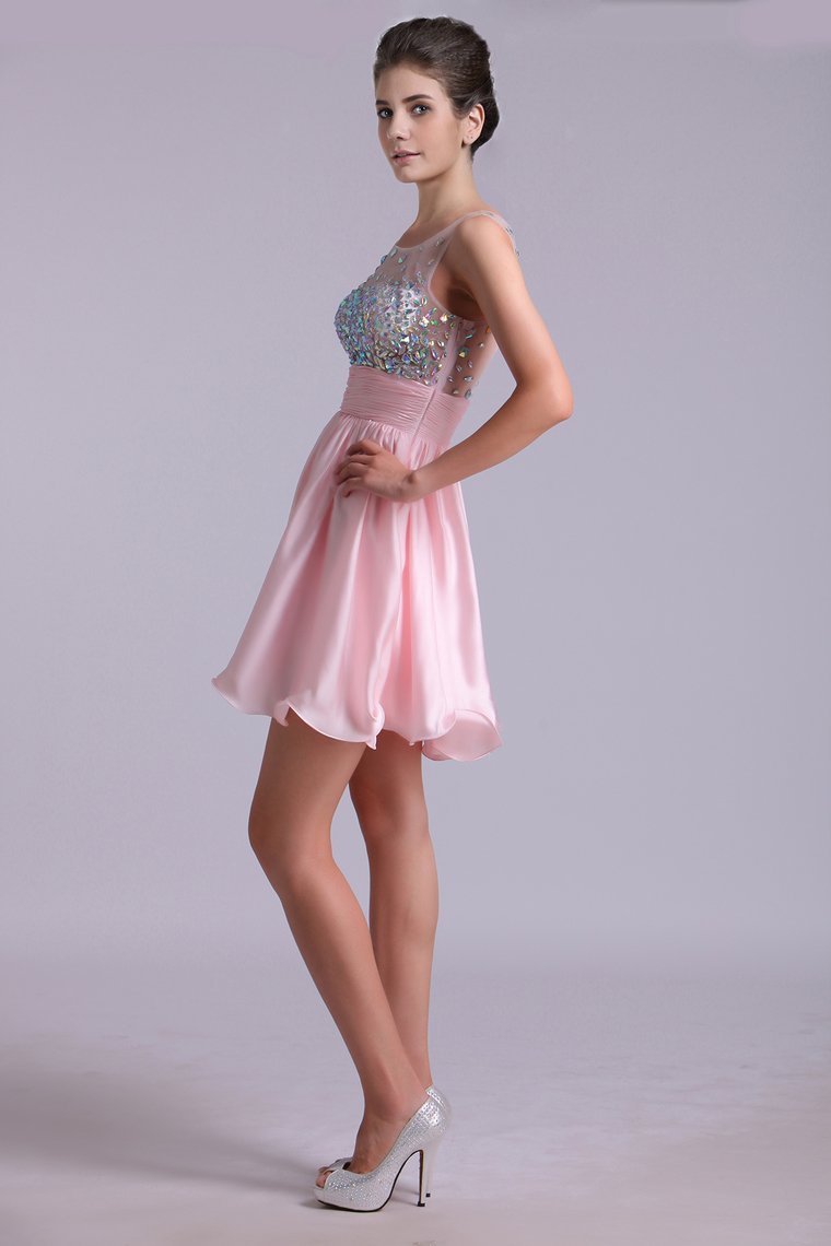 Lovely Homecoming Dresses A Line Scoop Chiffon Short/Mini