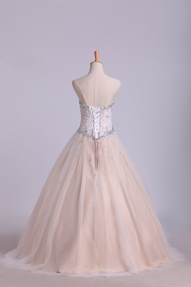 Quinceanera Dresses Sweetheart Beaded Neckline And Waistline Ball Gown Floor-Length