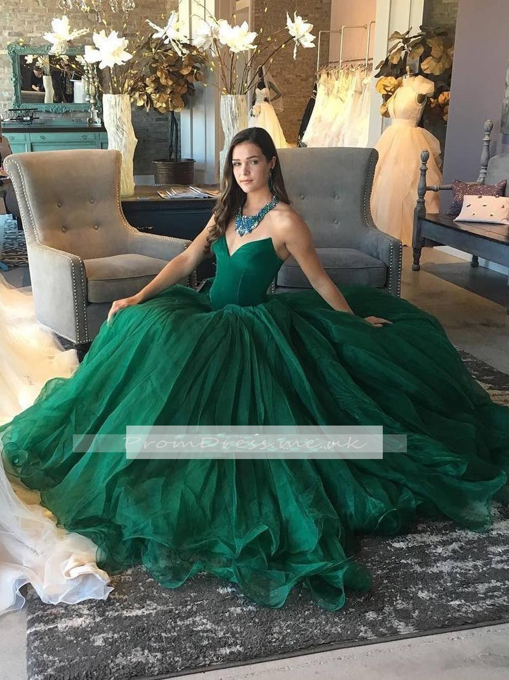 Elegant Green Ball Gown Sweetheart Strapless Sleeveless Quinceanera Prom Dresses WK479