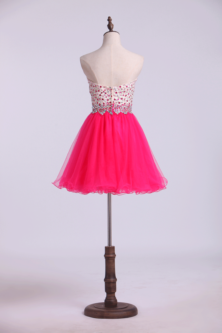 Sweetheart Homecoming Dresses A-Line Beaded Bodice Tulle