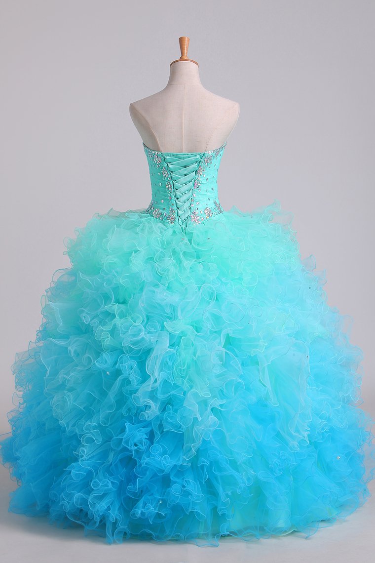 Quinceanera Dresses Ball Gown Floor Length With Beads And Ruffles