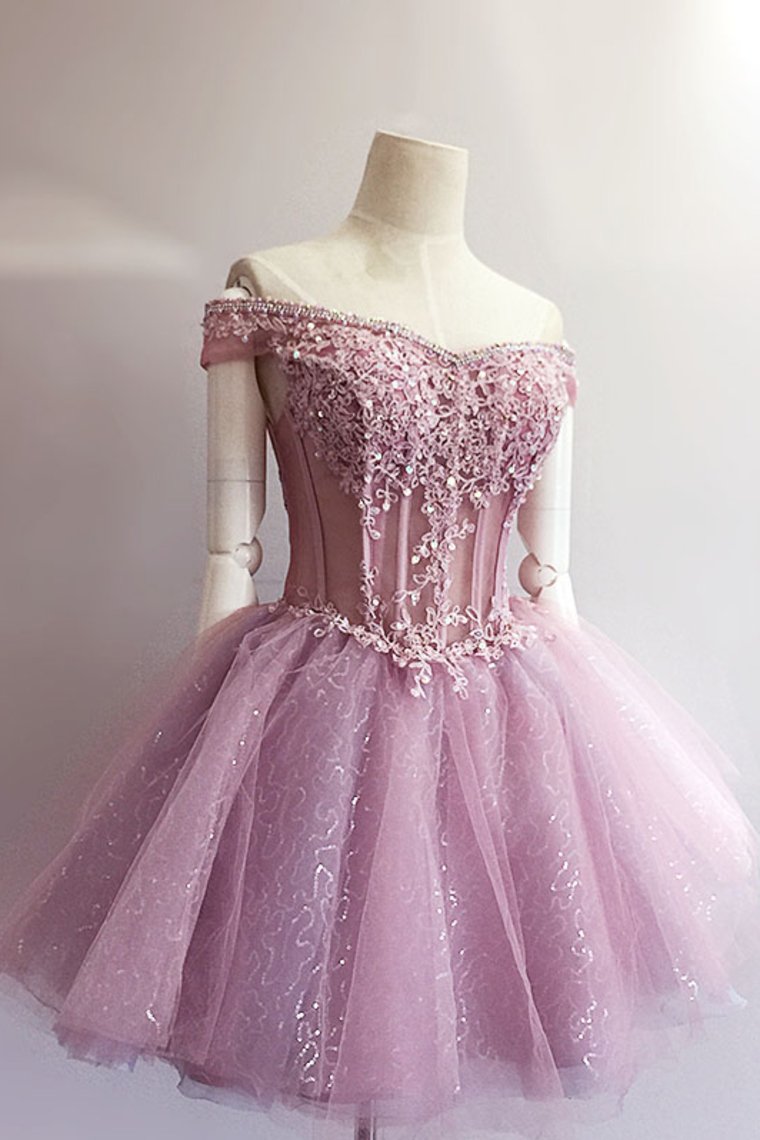 Homecoming Dresses Off The Shoulder A Line Tulle With Applique