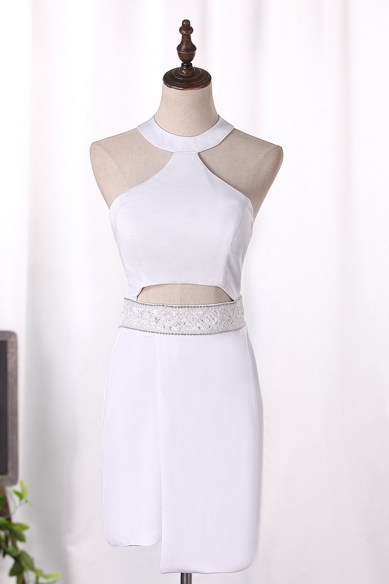 New Arrival Halter Open Back Cocktail Dresses Spandex With Beading