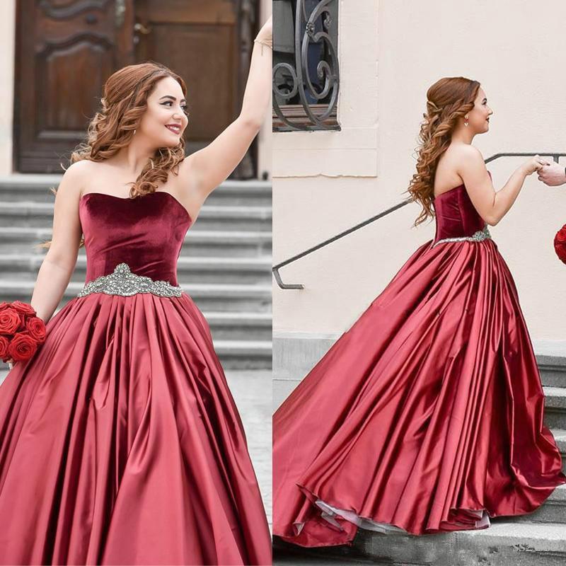 Special Burgundy Velvet Sweetheart Beads Strapless Sash Ruched Satin Prom Dresses WK130