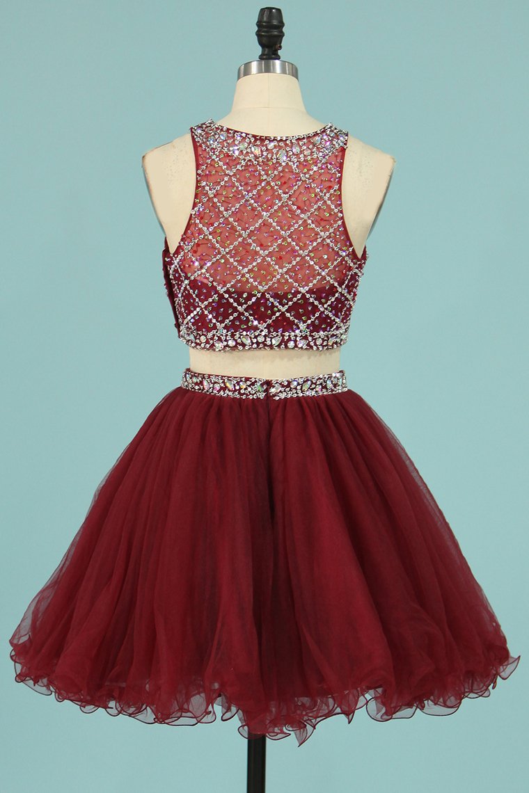 Hot Selling Homecoming Dresses Scoop A-Line Beaded Bodice Tulle Short/Mini