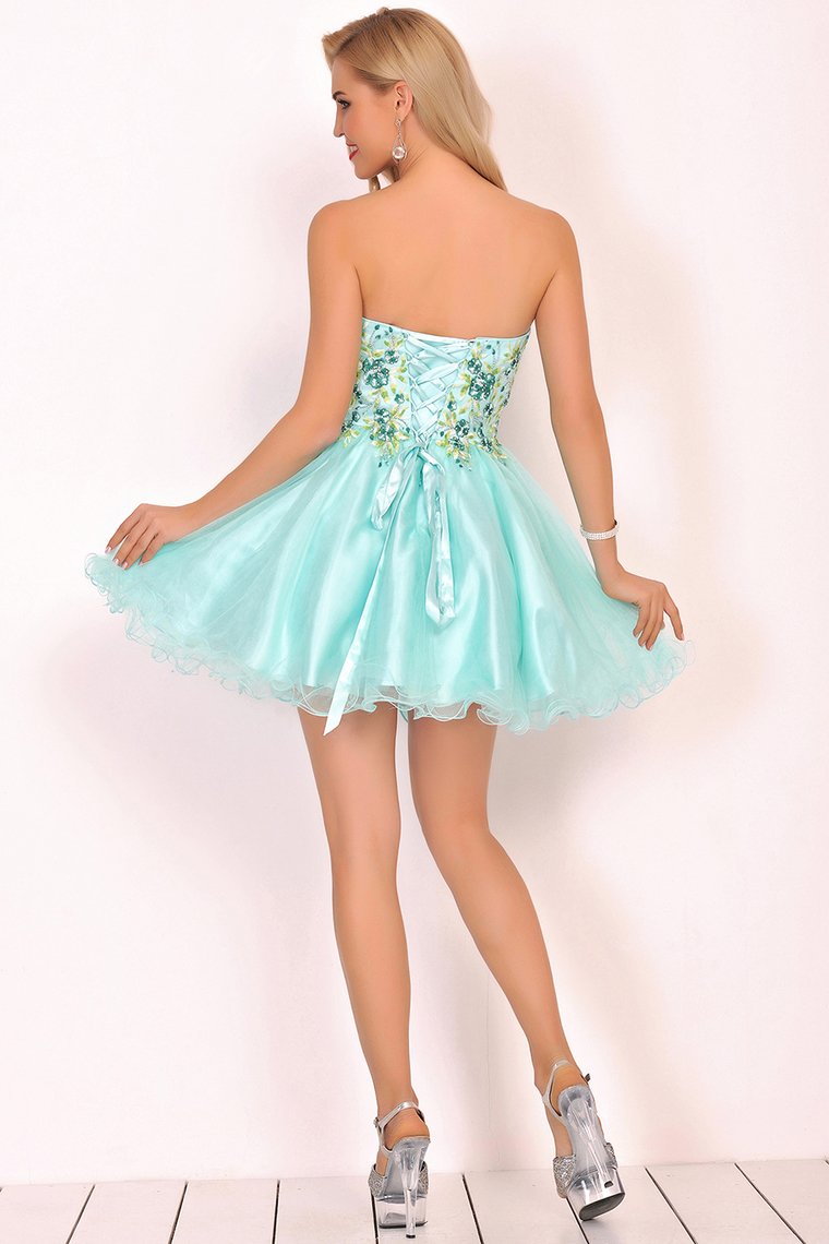 Homecoming Dresses A-Line Boat Neck Short/Mini Beaded Bodice Tulle