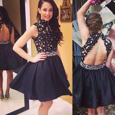 Prom Dress Lace Prom Dress Black Prom Dress Fitted Prom Dress Short Prom Dress WK607