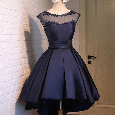 Navy blue Satin Classy Sexy Party Dress Charming Graduation Dress Homecoming Dresses H150