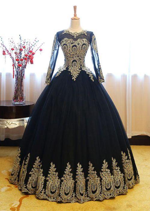 Ball Gown Long Sleeve Gold Rose Red Tulle Round Neck Lace up Prom Quinceanera Dresses WK147