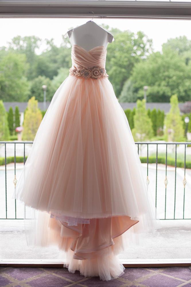 High Quality Ball Gown Ruffles Pink Sweetheart Wedding Dress Waist with Handmade Flowers WK683